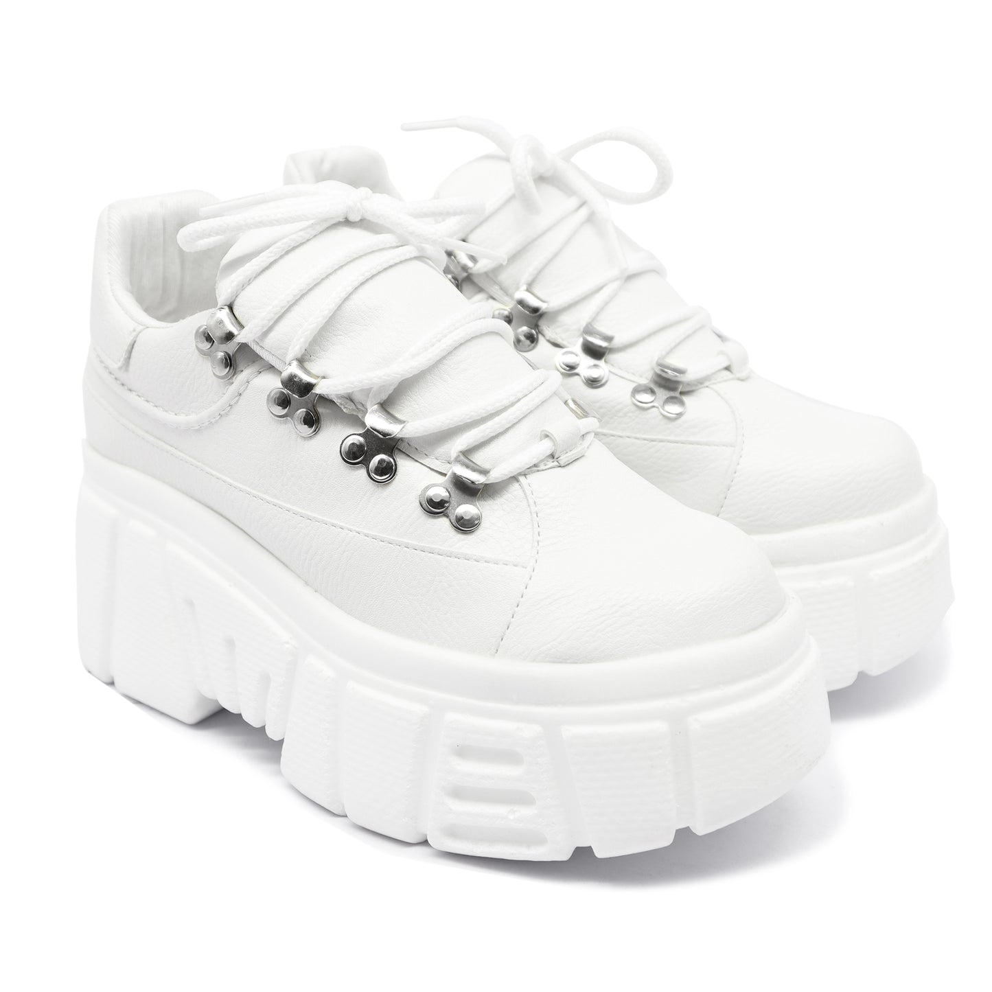 Women's Chunky Platform Tennis Set White + Laces + Cushioned Insoles