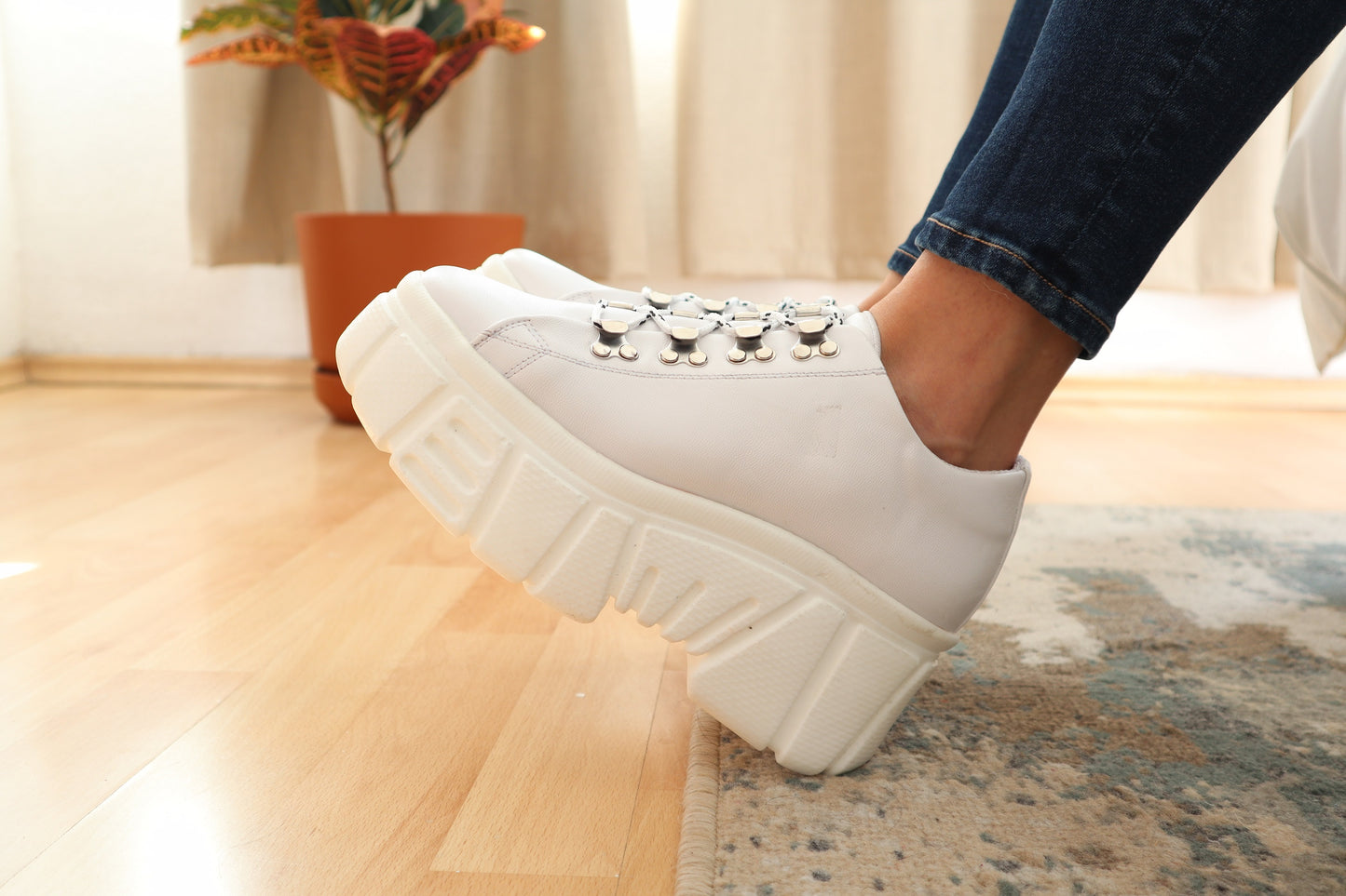 Women's Chunky Platform Tennis Shoes White
