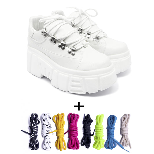 Kit Tenis Mujer Chunky blanco + Kit Cordones
