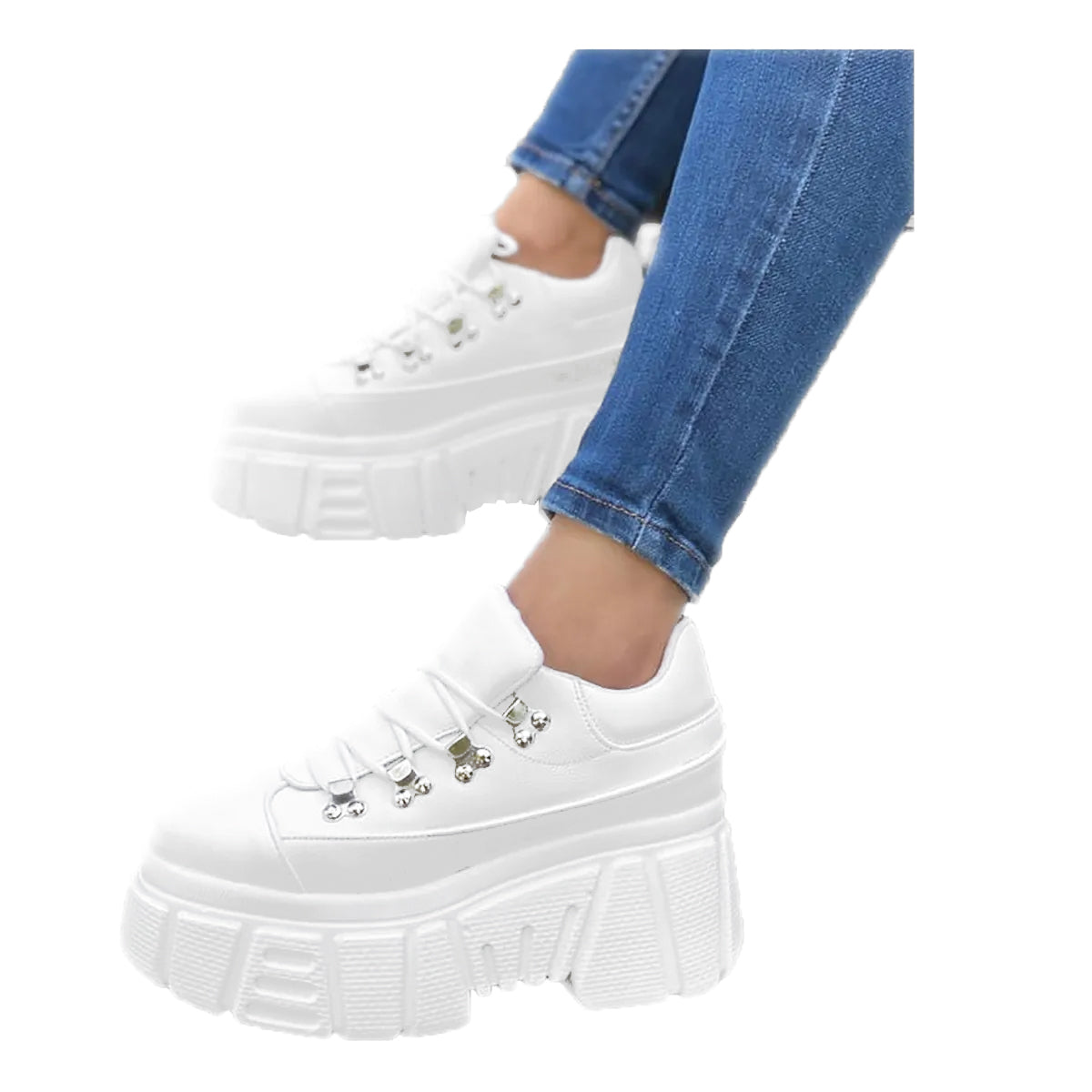 Women's Chunky Platform Tennis Shoes White
